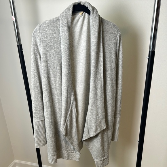Mesh + Lace Women's Grey Sweater Open Front Cardigan Size Medium - Picture 1 of 7